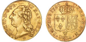 Louis XVI - Louis d'or au buste habillé à la tête arrondie - 1786 W (Lille)