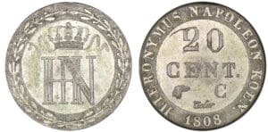 Allemagne - Royaume de Westphalie - Jérome Napoléon - 20 centimes 1808 C (Cassel)