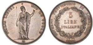 Italie - Gouvernement provisoire - 5 lires 1848 (Milan)