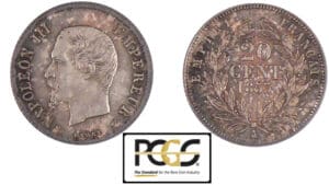 20 centimes Napoléon III tête nue 1853 A chien (Paris)