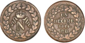 Un décime Napoléon 1er - Blocus de Strasbourg 1814 BB