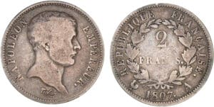 2 francs Napoléon Ier - tête de nègre 1807 A (Paris)
