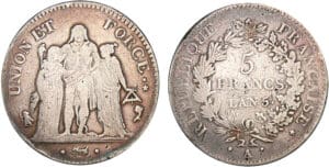 5 francs Hercule union et force - An 5 A (Paris)