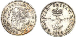Indes britanniques - Georges IV - 1/16 de dollar 1822