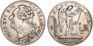 1/2 écu de 3 livres type FRANCOIS 1792 A (Paris)