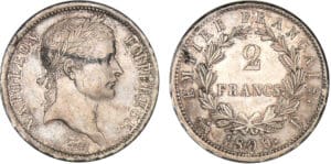 2 francs Napoléon revers empire 1809 B (Rouen)