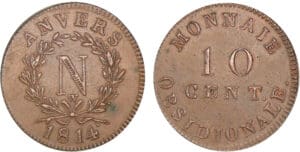 10 centimes Napoléon Ier - Siège d'Anvers 1814 - Type au W