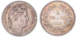 1 franc Louis-Philippe Ier tête laurée 1844 K (Bordeaux)