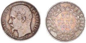 50 centimes Louis Napoléon Bonaparte 1852 A (Paris)