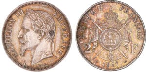 2 francs Napoléon III tête laurée 1867 A (Paris)