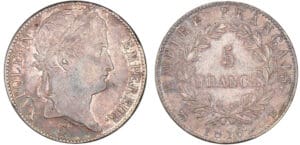 5 francs Napoléon revers empire 1815 B (Rouen)