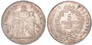 5 francs Hercule union et force - An 10 K (Bordeaux)