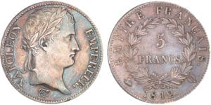 5 francs Napoléon revers empire 1812 Q (Perpignan)