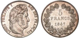 5 francs Louis-Philippe Ier tête laurée - 3ème type 1847 A (Paris)