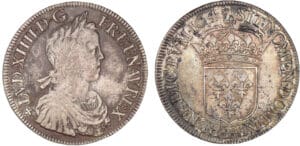 Louis XIV - Ecu à la mèche longue - 1647 F (Angers)