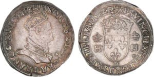 Henri II - Teston à la tête couronnée - 1552 D (Lyon)
