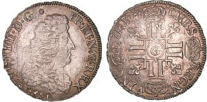 Louis XIV - Demi-écu aux 8 L - 1er type - 1691 G (Poitiers) - Flan réformé