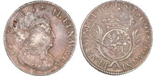 Louis XIV - Demi-écu carambole aux palmes - 1694 W (Lille) - Flan réformé