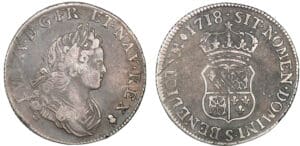 Louis XV - Quart d'écu de France et de Navarre - 1718 S (Reims)
