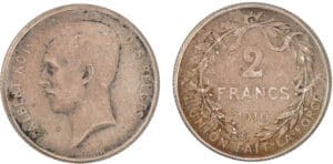 Belgique - Albert - 2 francs 1910 - Flan mat