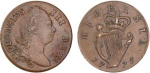 Irlande - Georges III - 1/2 penny 1775