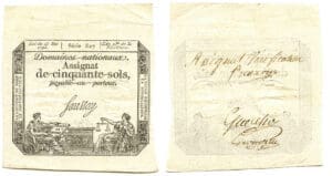 Assignat vérificateur de 50 sols - Signé Saussay - 23 mai 1793