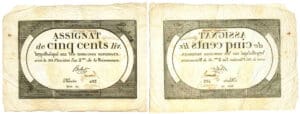 Assignat vérificateur de 500 livres - Signé Hubert - 20 pluviôse, An II
