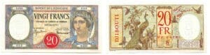 Billet de 20 francs - Djibouti - Banque de l'Indochine - Spécimen