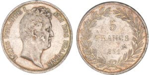 5 francs Louis-Philippe Ier tête nue - Tranche en relief 1831 B (Rouen)