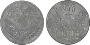 10 centimes Etat français - Grand module 1941 - Non perforé