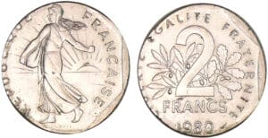 2 francs Semeuse 1980 - Erreur de flan