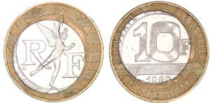 10 francs Génie de la Bastille 1989 - Coeur décentré