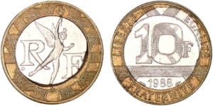 10 francs Génie de la Bastille 1988 - Coeur décentré