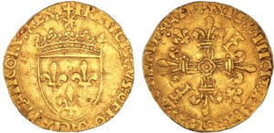 François 1er - Ecu d'or au soleil - 5ème type - Saint-André de Villeneuve-lès-Avignon