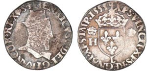Henri II - Demi-teston à la tête couronnée - 1555 L (Bayonne)
