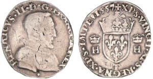 Henri II - Teston à la tête nue - 1er type - 1557 T (Nantes)