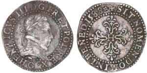 Henri III - Demi-franc au col plat - 1588 G (Poitiers)