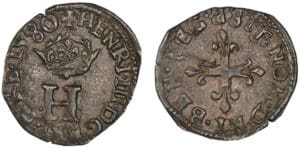 Henri III - Liard au H couronné - 1580 P (Dijon)