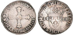 Henri IV - Quart d'écu à la croix bâtonnée couronnée - 1603 C (Saint-Lô)