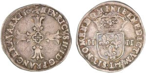 Henri IV - Quart d'écu à la croix feuillue - 1604 L (Bayonne)