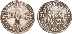 Henri IV - Quart d'écu de Béarn - 1609 (Morlaàs)