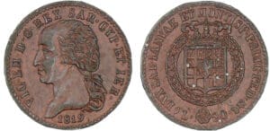 Italie - Victor Emmanuel - 20 lire 1819 - Surmoulage en étain bronzé