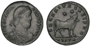 Julien II le Philosophe - Double maiorina (363, Thessalonique) - Le bœuf Apis