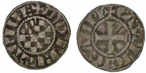 Jean II, Arthur II et Jean III - monnayage anonyme - Denier (Guingamp)