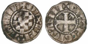 Jean II, Arthur II et Jean III - monnayage anonyme - Denier (Guingamp)