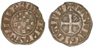 Jean II, Arthur II et Jean III - monnayage anonyme - Denier (Guingamp)