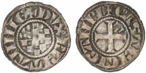 Jean II, Arthur II et Jean III - monnayage anonyme - Denier (Guingamp)