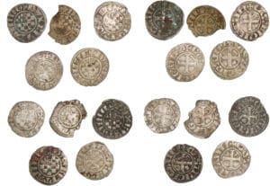 Jean II, Arthur II et Jean III - monnayage anonyme - lot de 10 deniers (Guingamp)