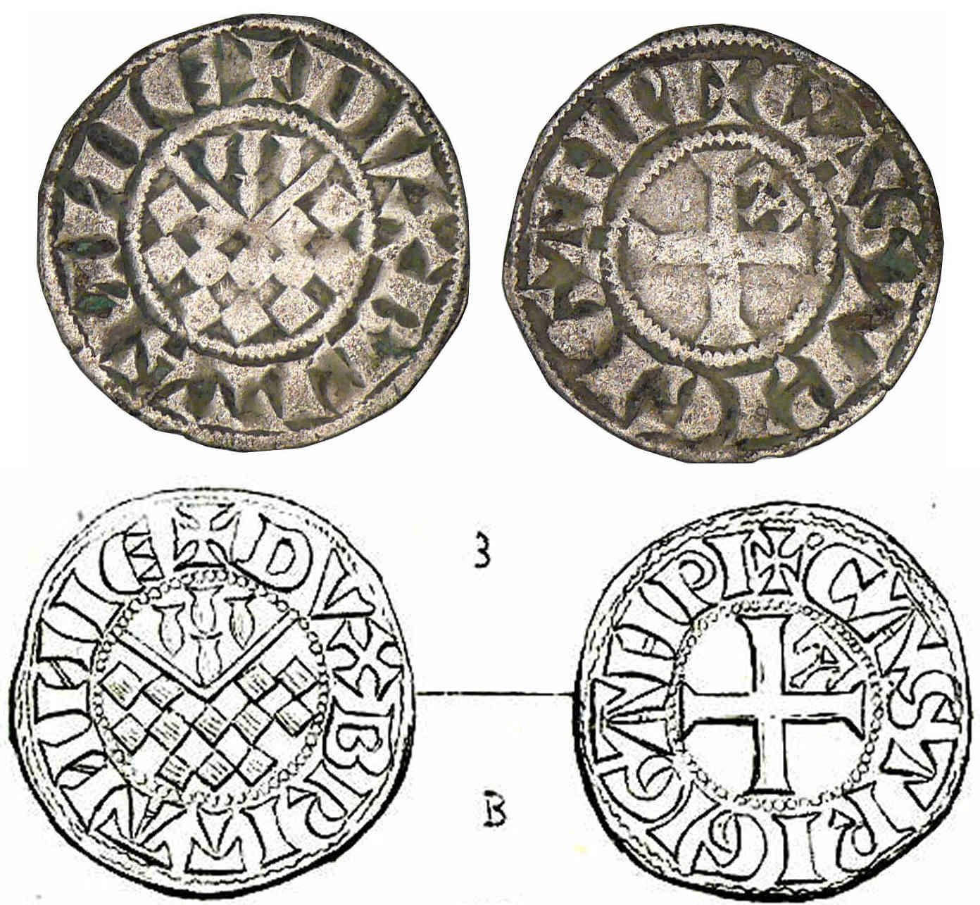 Jean II, Arthur II et Jean III - monnayage anonyme - Denier (Guingamp) Jean II, Arthur II et Jean III - monnayage anonyme - Denier (Guingamp)