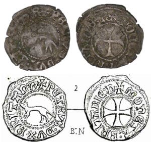 Pierre II - Denier à l'hermine (Rennes)